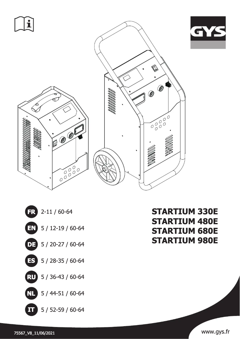 Page n°1 - Manuel utilisateur GYS Startium 680E