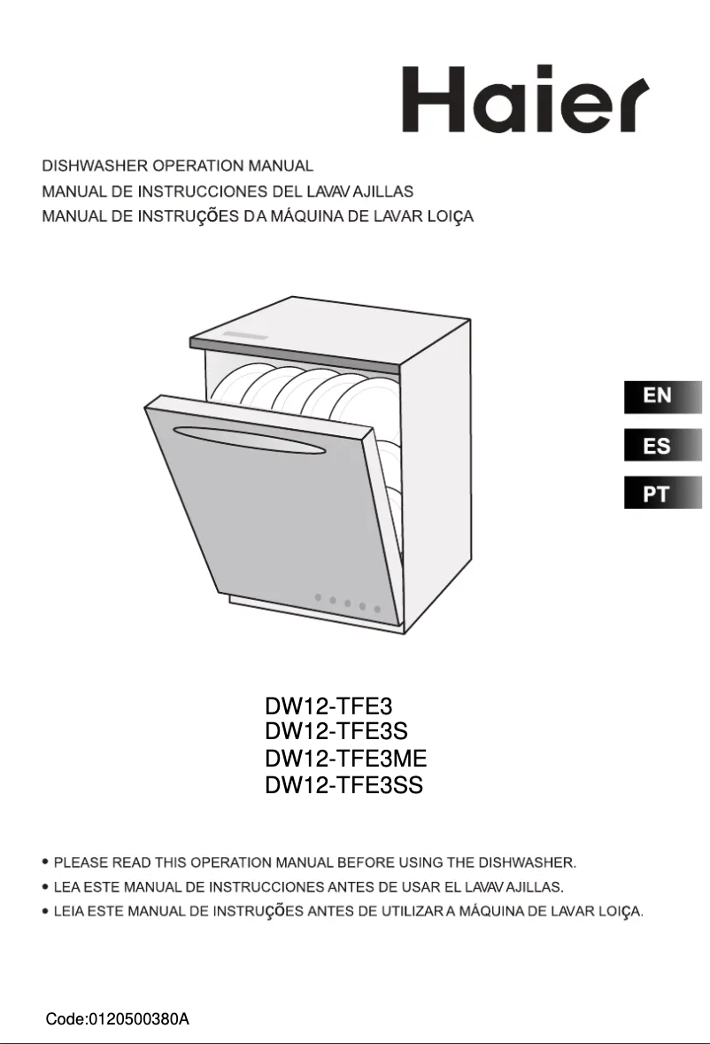 Page 1 of the manual User Manual Haier DW12-TFE3SS