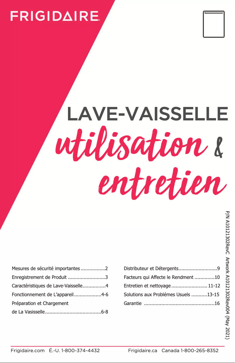 Page 1 de la notice Manuel utilisateur Frigidaire FFID2426TD