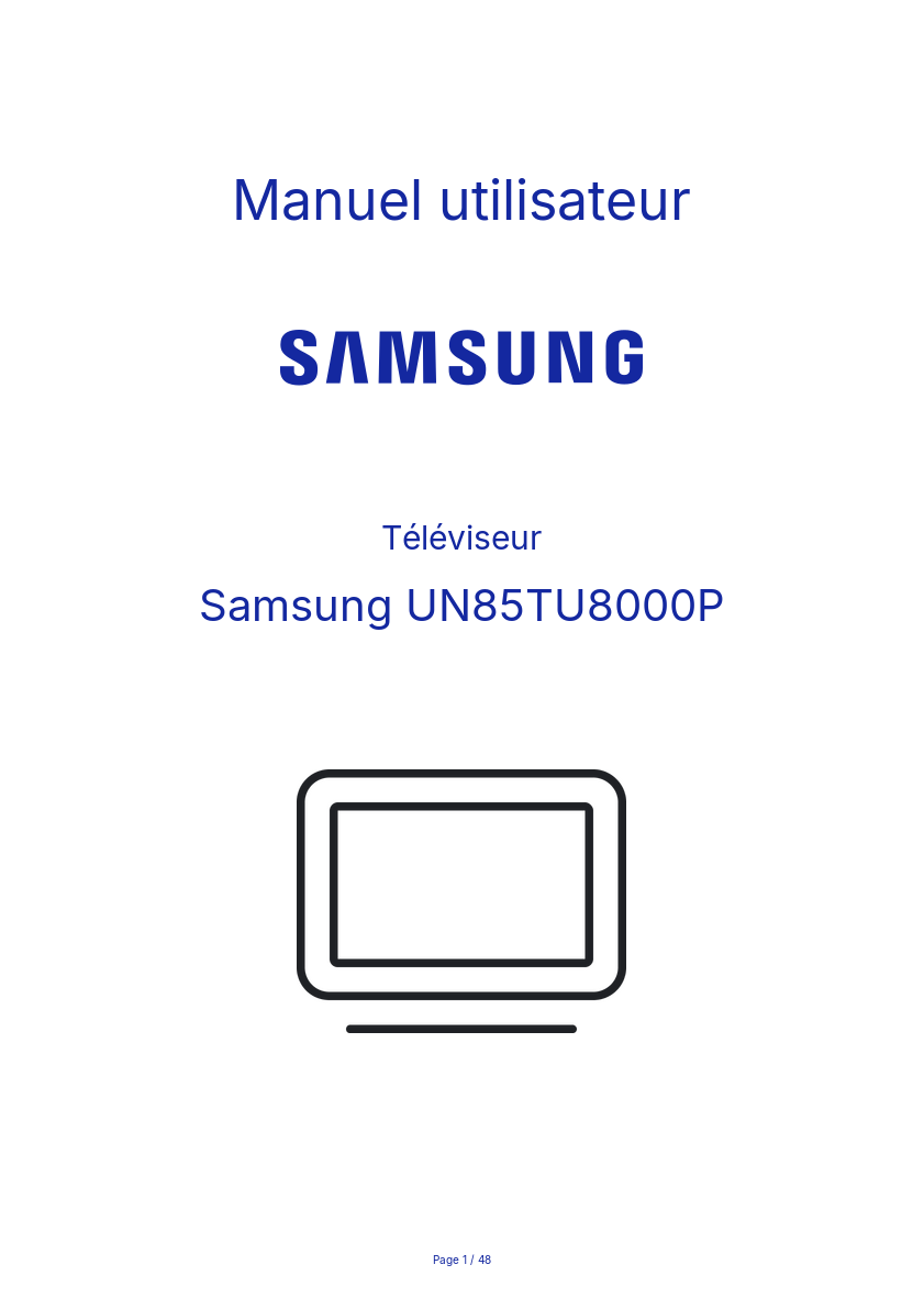 Image de la première page du manuel de l'appareil UN85TU8000P