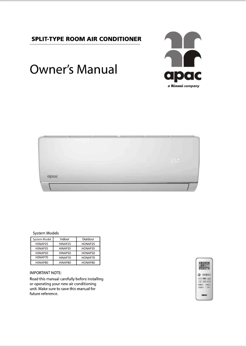 Page n°1 - Manuel utilisateur APAC HSNAP25
