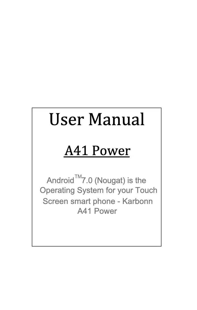 Image de la première page du manuel de l'appareil A41 Power