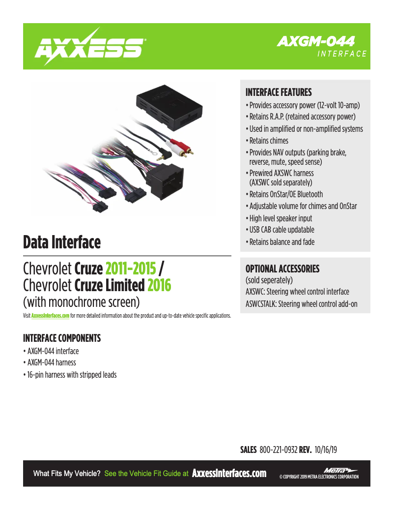 Página 1 del manual Ficha técnica AXESS AXGM-044