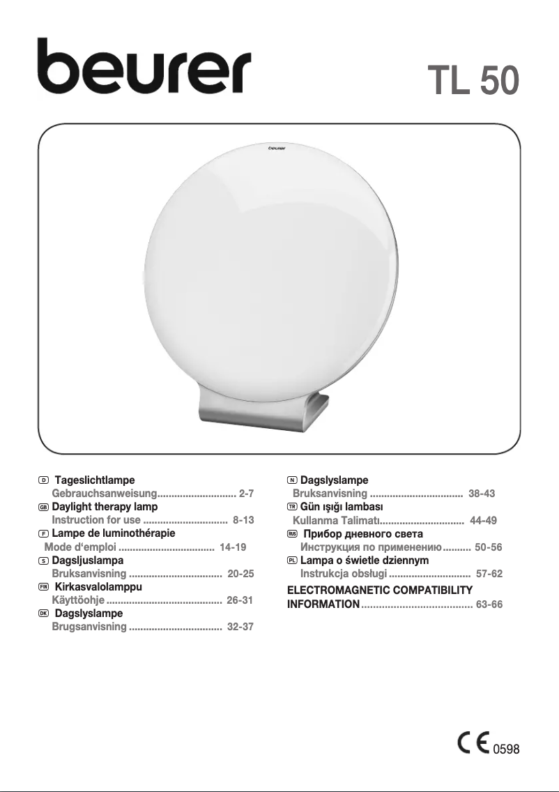 Page n°1 - Manuel utilisateur Beurer TL 50
