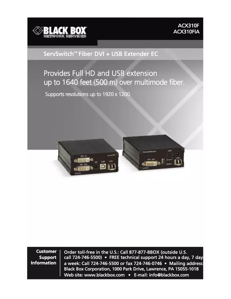 Page 1 de la notice Manuel utilisateur Black Box ACX310