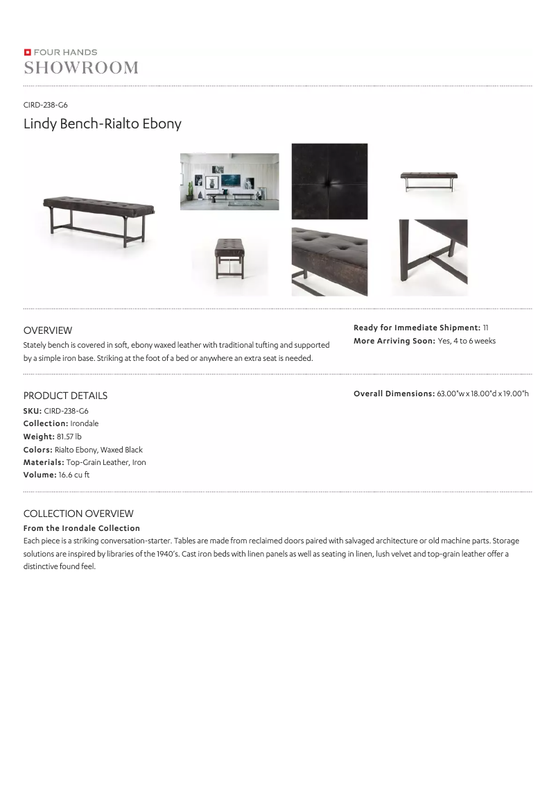 Page 1 de la notice Manuel utilisateur Four Hands CIRD-238-G6