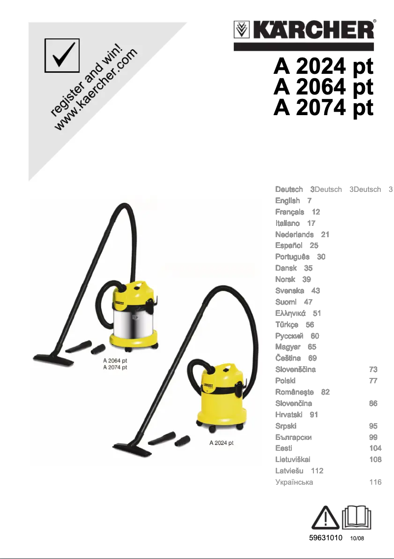 Page n°1 - Manuel utilisateur Kärcher A 2024 pt