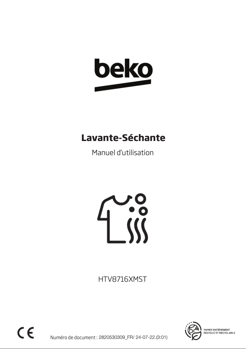 Page n°1 - Manuel utilisateur Beko HTV8716XMST