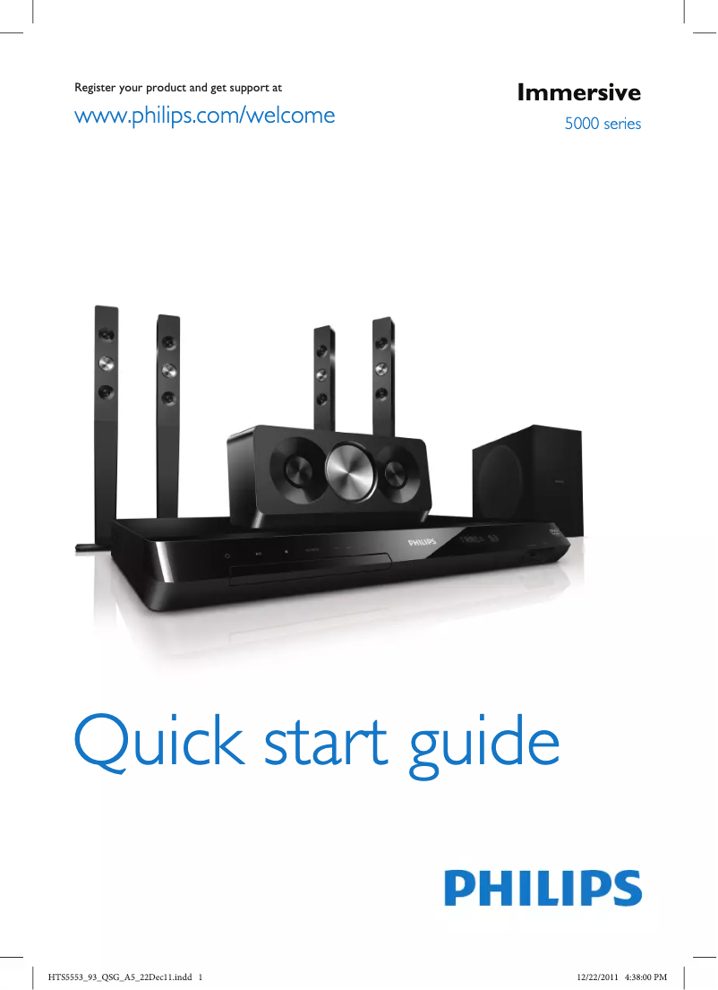 Page 1 de la notice Guide de démarrage rapide Philips HTS5553