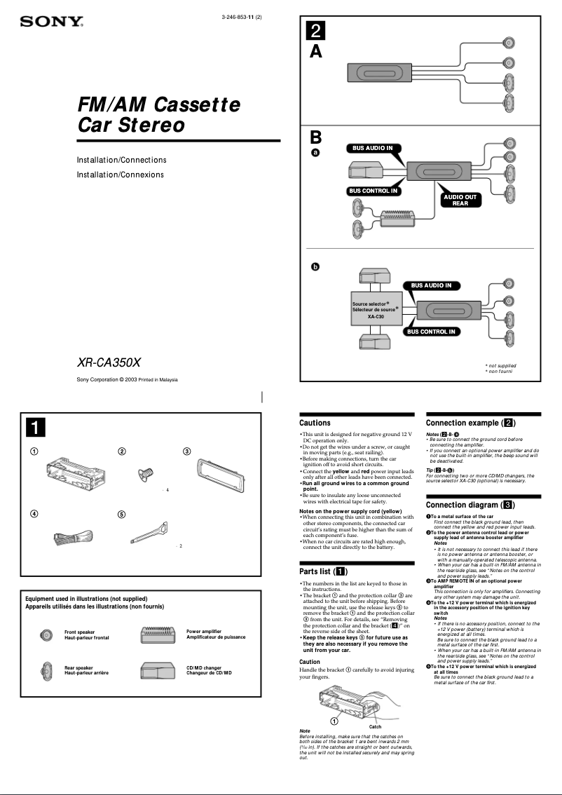 Image de la première page du manuel de l'appareil XR-CA350X