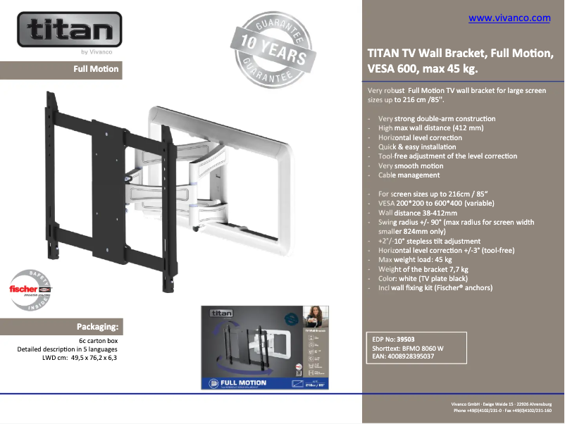 Page 1 de la notice Fiche technique Titan BFMO 8060 W