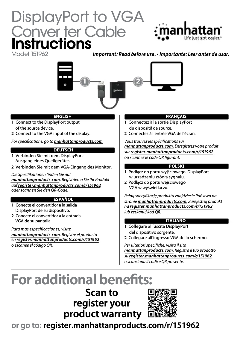 Page 1 de la notice Manuel utilisateur Manhattan 151962