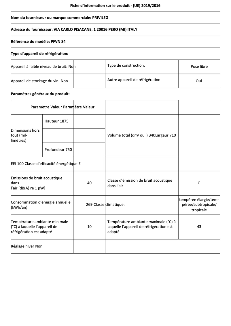 Image de la première page du manuel de l'appareil PFVN 84 A+++ Edition50