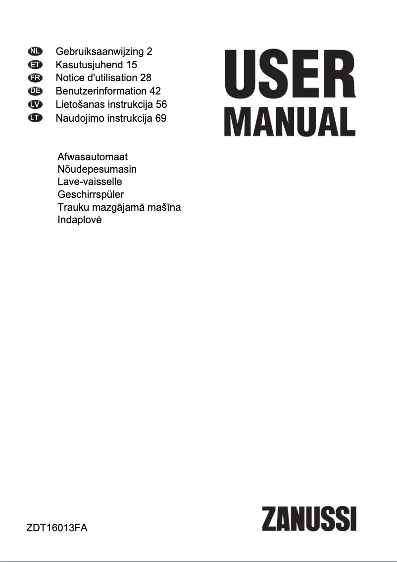 Image de la première page du manuel de l'appareil ZDT16013FA