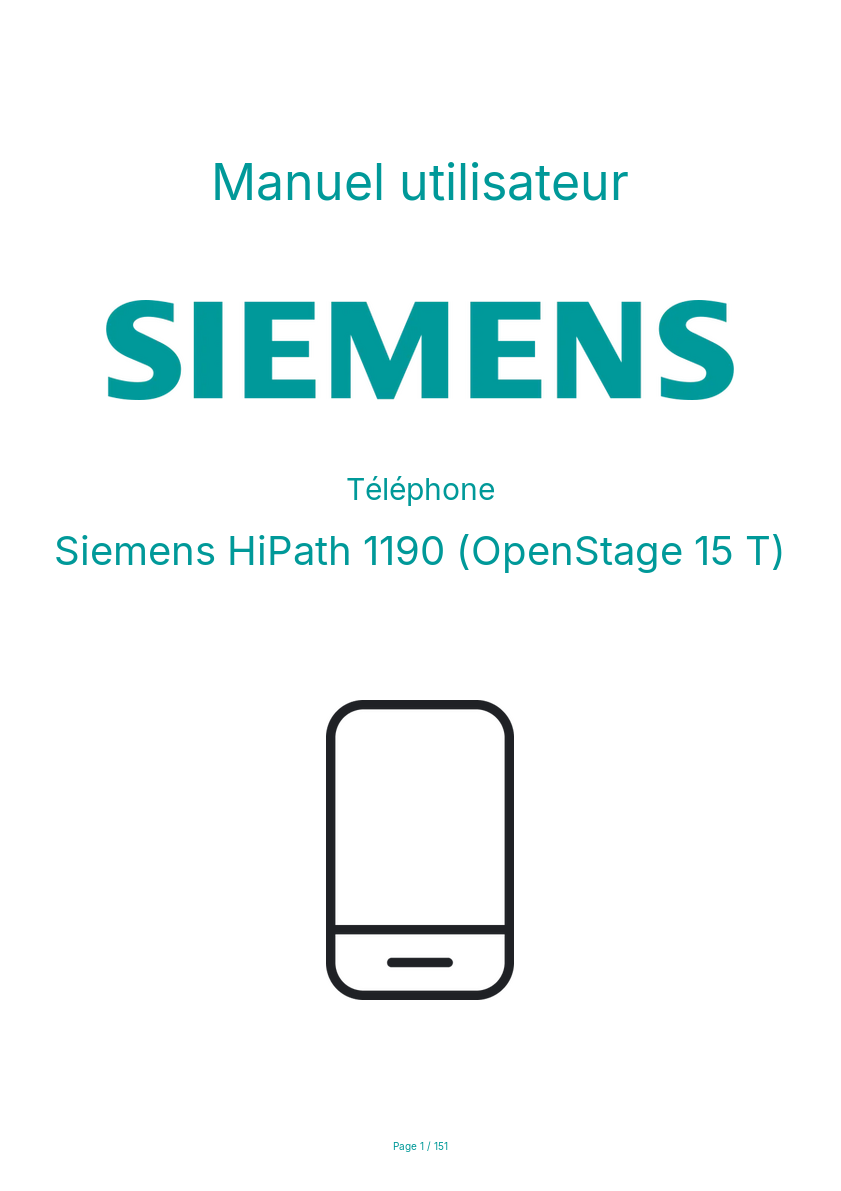 Page n°1 - Manuel utilisateur Siemens HiPath 1190 (OpenStage 15 T)