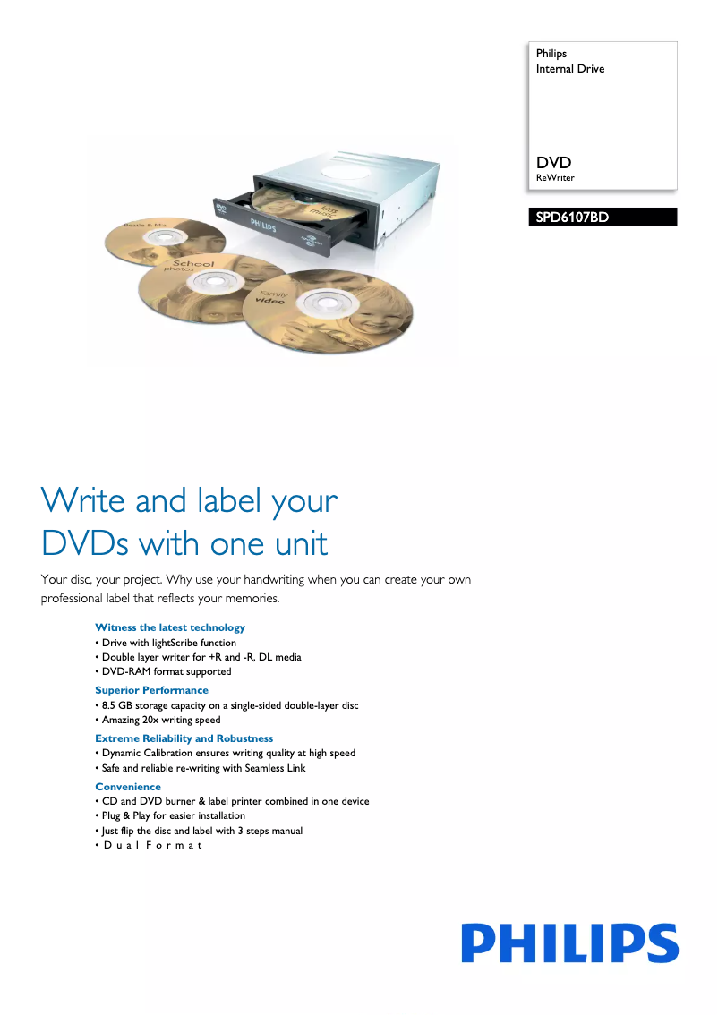 Page n°1 - Brochure Philips SPD6107BD
