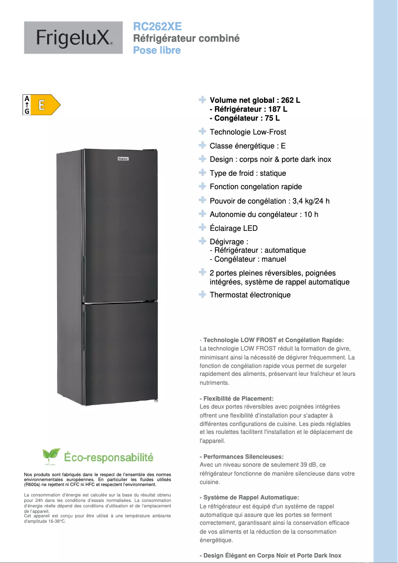 Image de la première page du manuel de l'appareil RC262XE