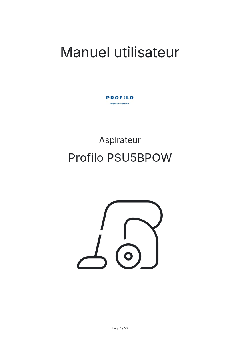 Page n°1 - Manuel utilisateur Profilo PSU5BPOW