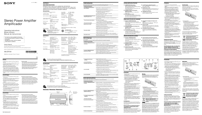 Page 1 de la notice Manuel utilisateur Sony XM-ZR704
