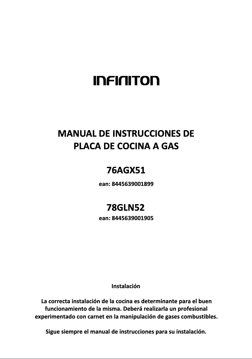 Page 1 de la notice Manuel utilisateur Infiniton 78GLN52