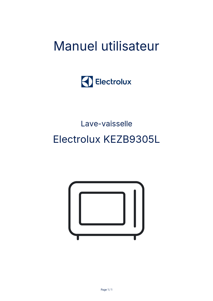 Page n°1 - Manuel utilisateur Electrolux KEZB9305L