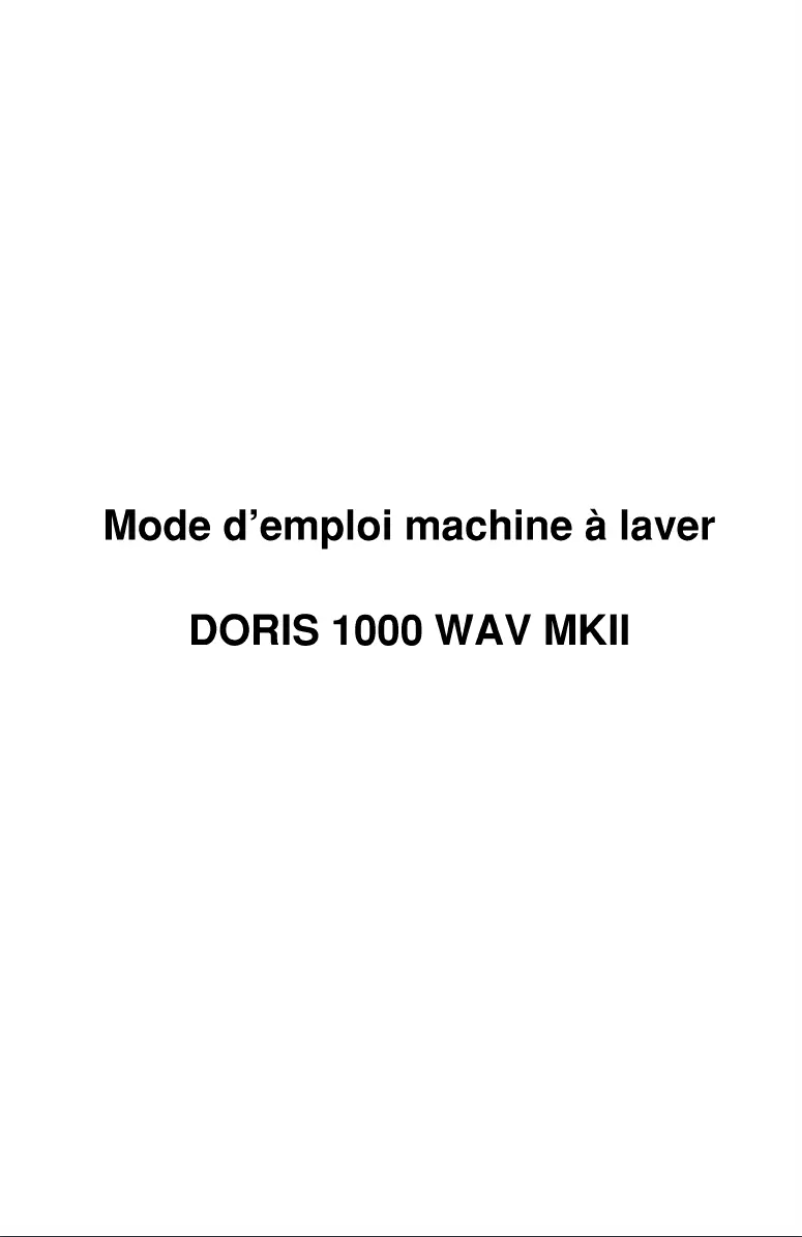 Image de la première page du manuel de l'appareil DORIS 1000 WAV MKII