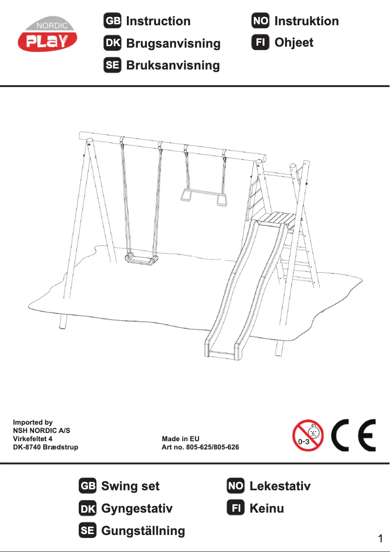 Page 1 de la notice Manuel utilisateur Nordic Play 805-625
