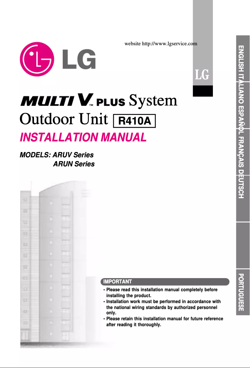 Page 1 de la notice Manuel utilisateur LG ARUV1008T1