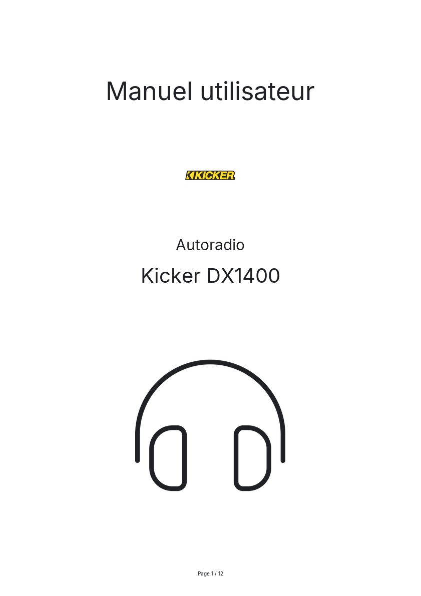 Page n°1 - Manuel utilisateur Kicker DX1400