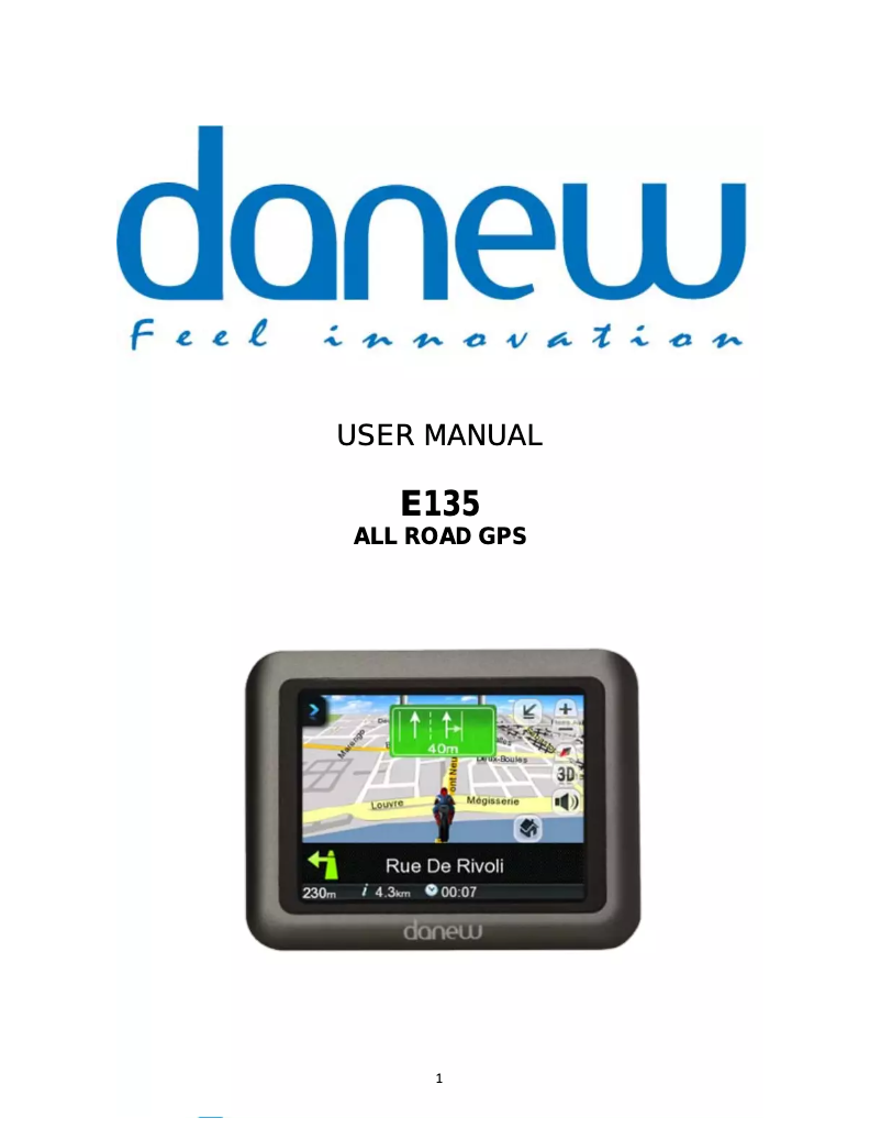 Page n°1 - Manuel utilisateur Danew E135 ALL ROAD GPS