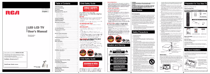 Page 1 de la notice Manuel utilisateur RCA LED39B45RQ