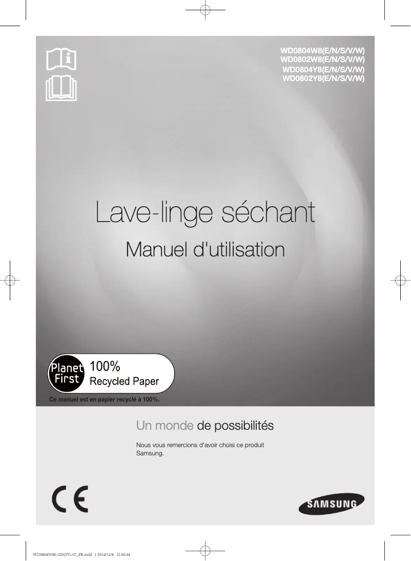 Page n°1 - Manuel utilisateur Samsung WD0802W8E