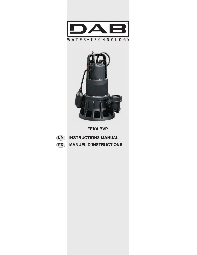Page n°1 - Manuel utilisateur DAB Feka BVP 750 M-A