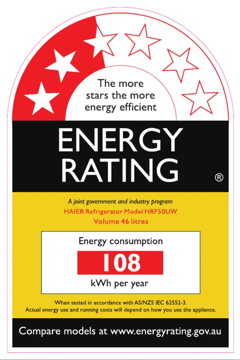 Page n°1 - Label énergétique Haier HRF50UW