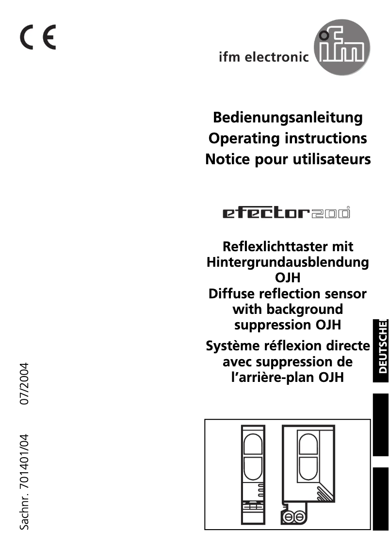 Page 1 de la notice Manuel utilisateur IFM OJ5048