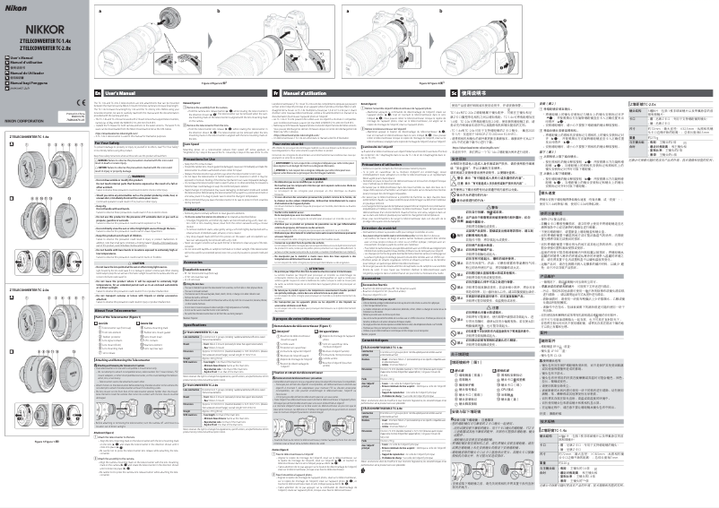Page 1 de la notice Manuel utilisateur Nikon Nikkor Z Teleconverter TC-1.4X