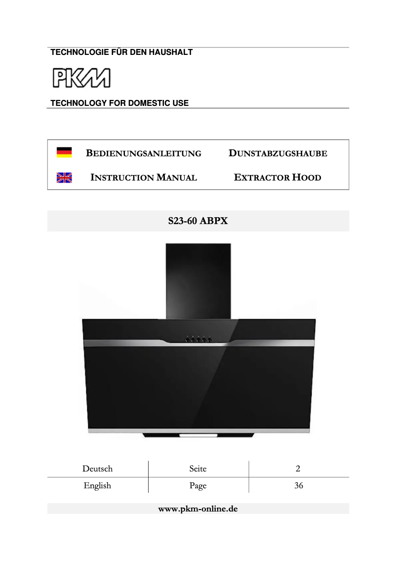 Page 1 de la notice Manuel utilisateur PKM S23-60 ABPX