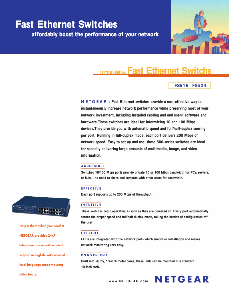 Page n°1 - Fiche technique Netgear FS518