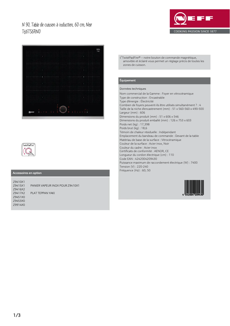 Image de la première page du manuel de l'appareil T66TS6RN0