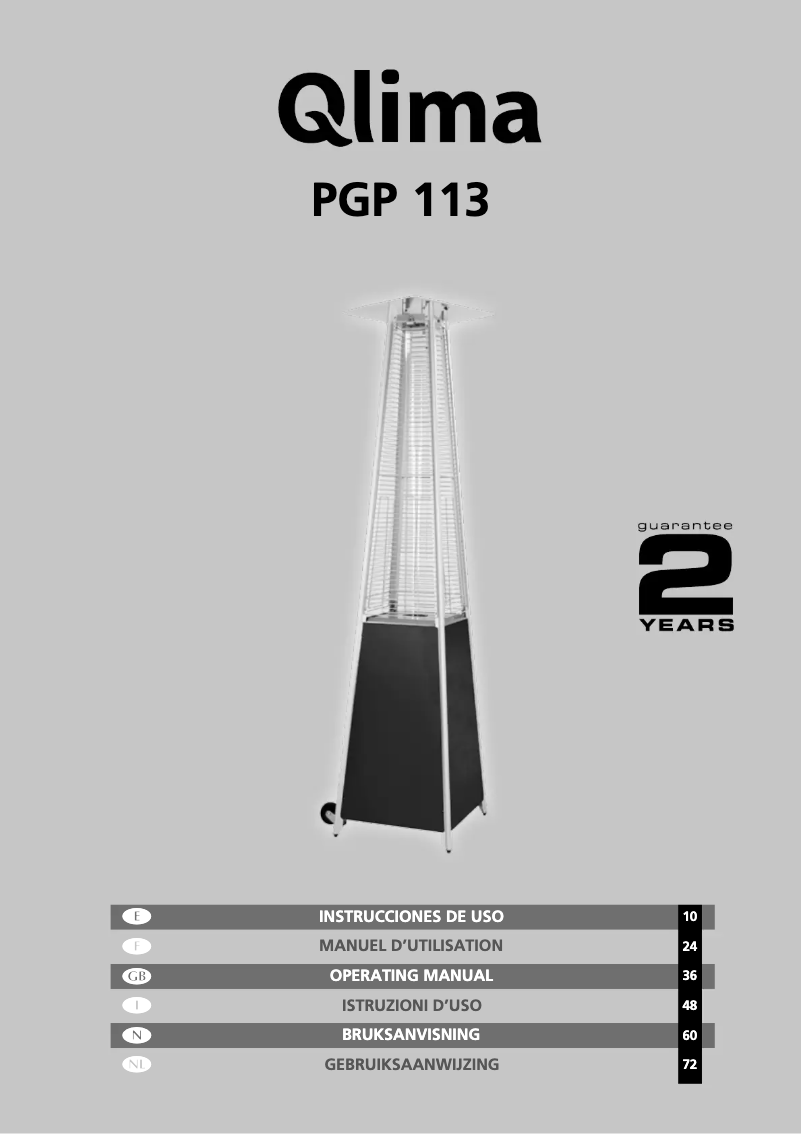 Page 1 de la notice Manuel utilisateur Qlima PGP 113