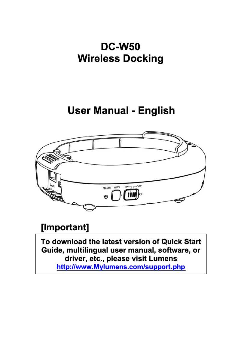 Page 1 de la notice Manuel utilisateur Lumens DC-W50
