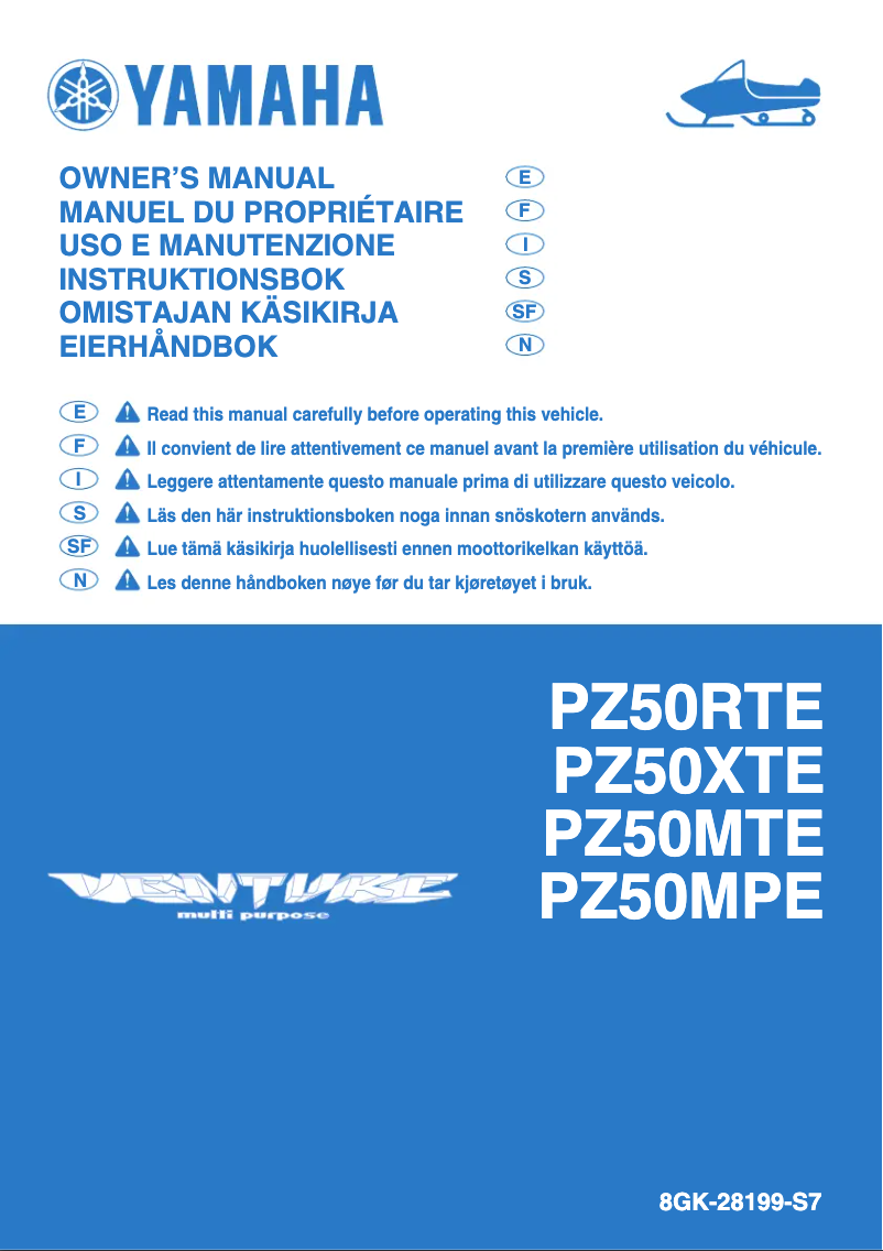 Page 1 de la notice Manuel utilisateur Yamaha Venture Light (2014)