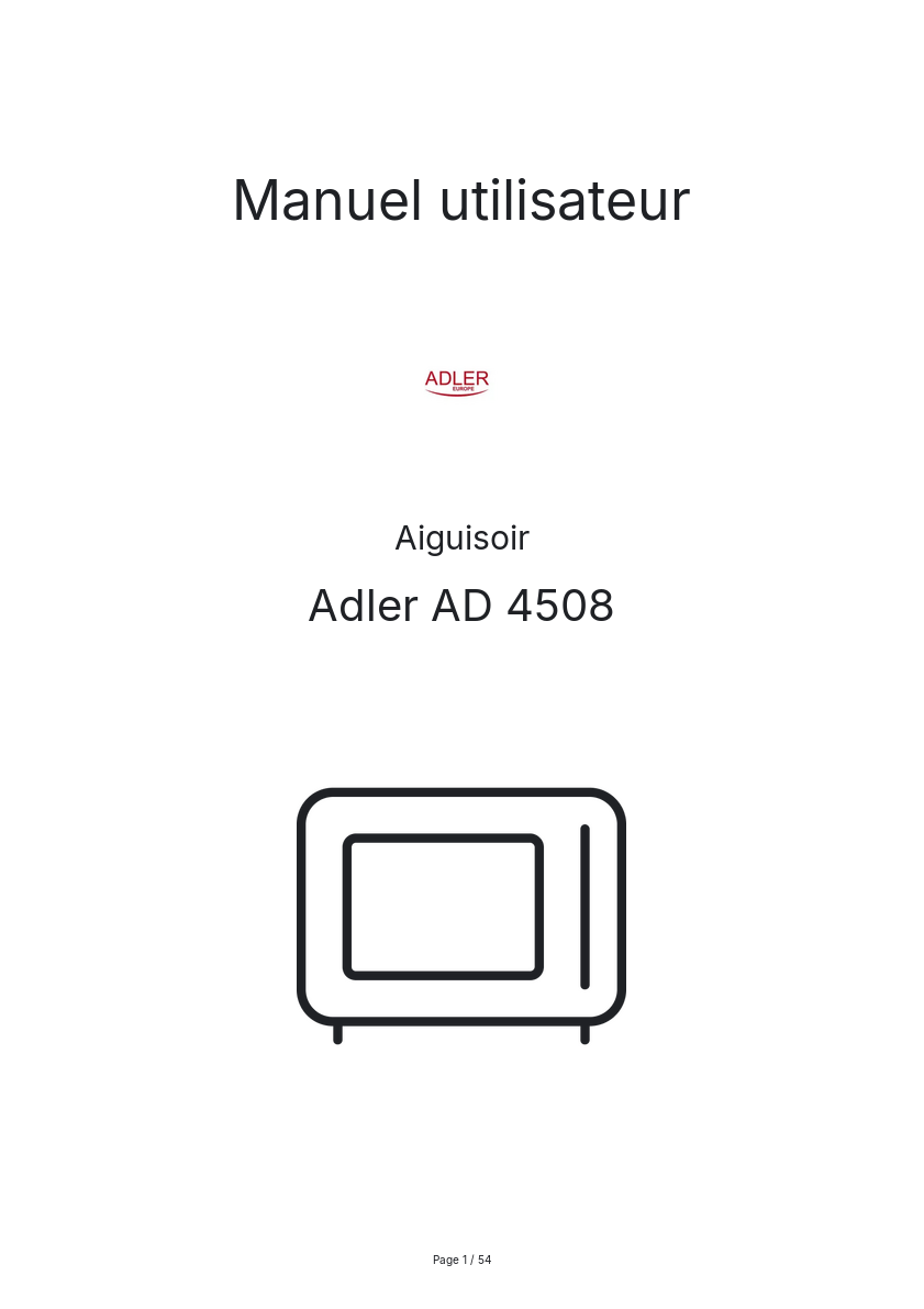 Image de la première page du manuel de l'appareil AD 4508