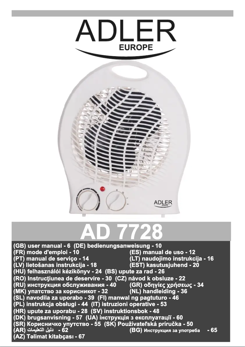 Page n°1 - Manuel utilisateur Adler AD 7728