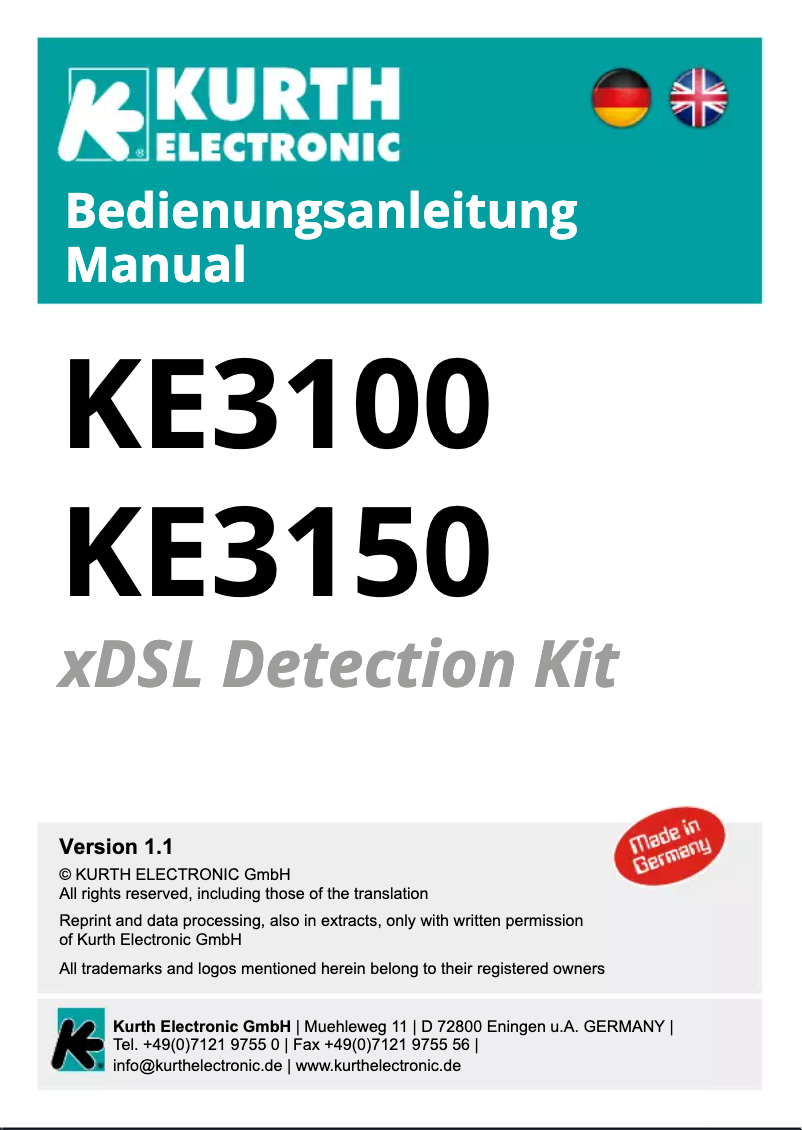 Page n°1 - Manuel utilisateur Kurth Electronic KE3100