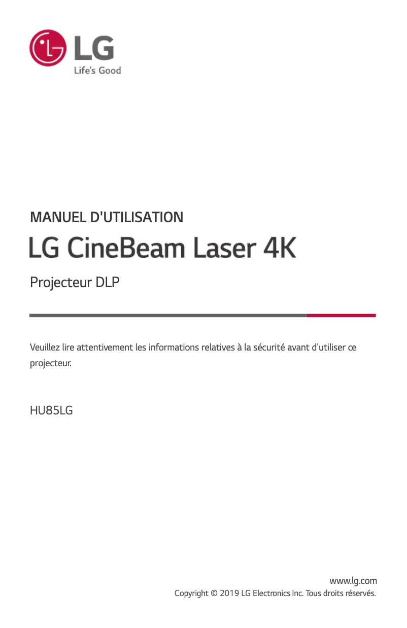 Page n°1 - Manuel utilisateur LG CineBeam HU85LG