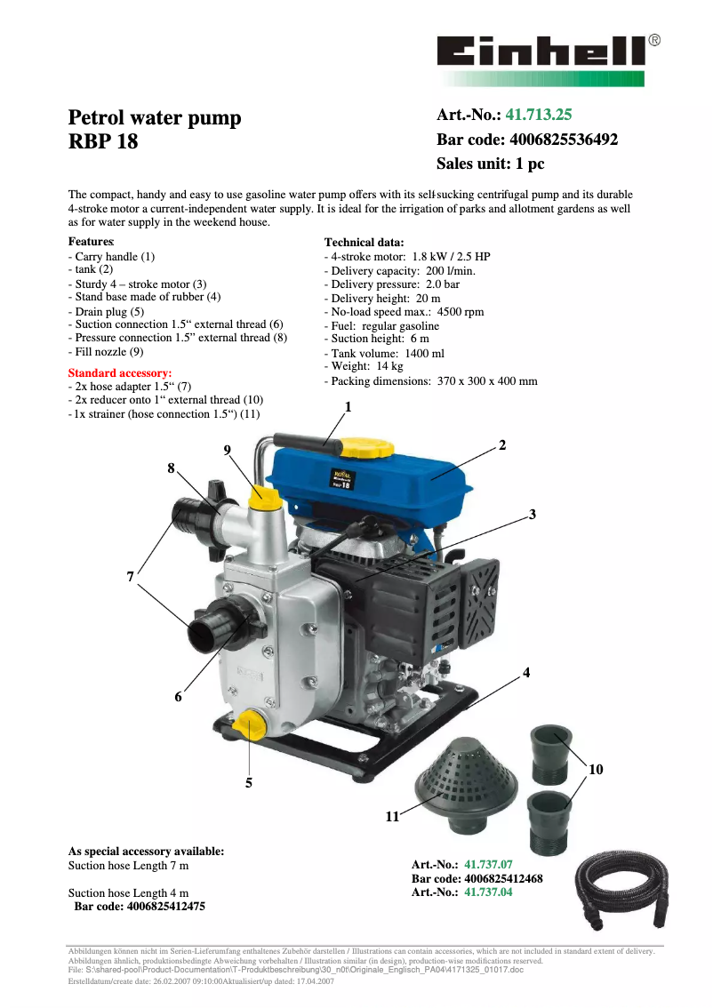 Page 1 de la notice Manuel utilisateur Einhell Royal RBP 18