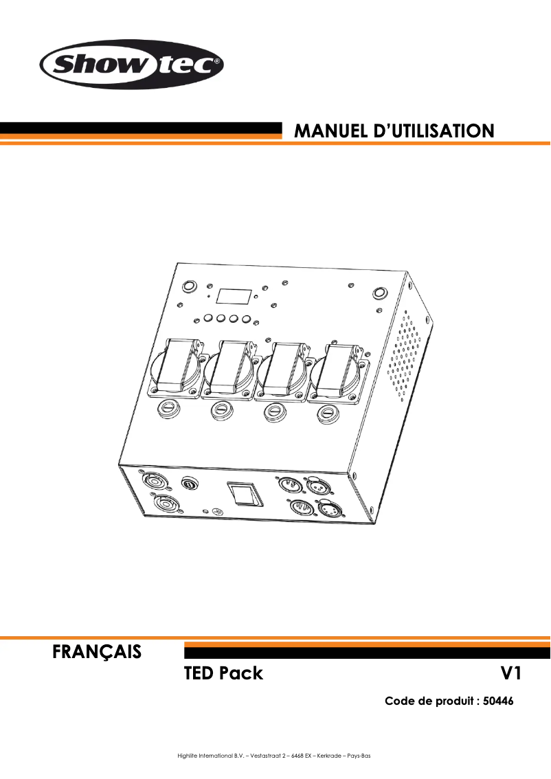 Page n°1 - Manuel utilisateur Showtec TED Pack