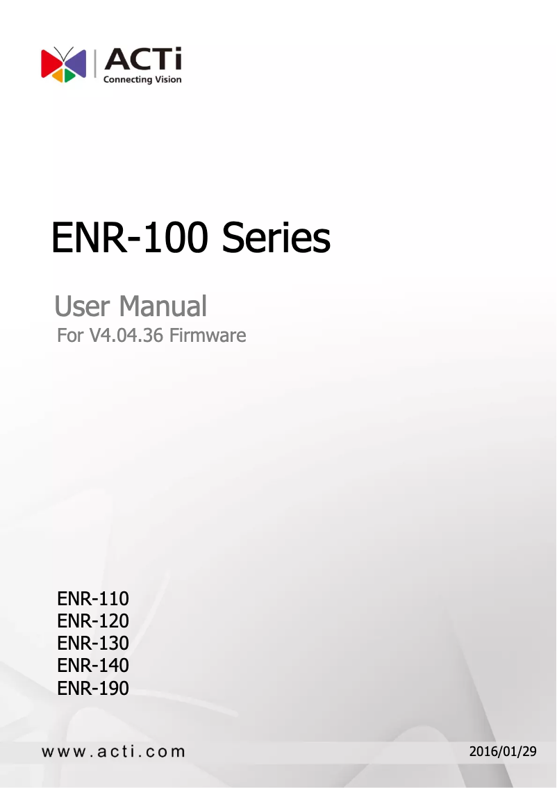 Page n°1 - Manuel utilisateur ACTi ENR-190