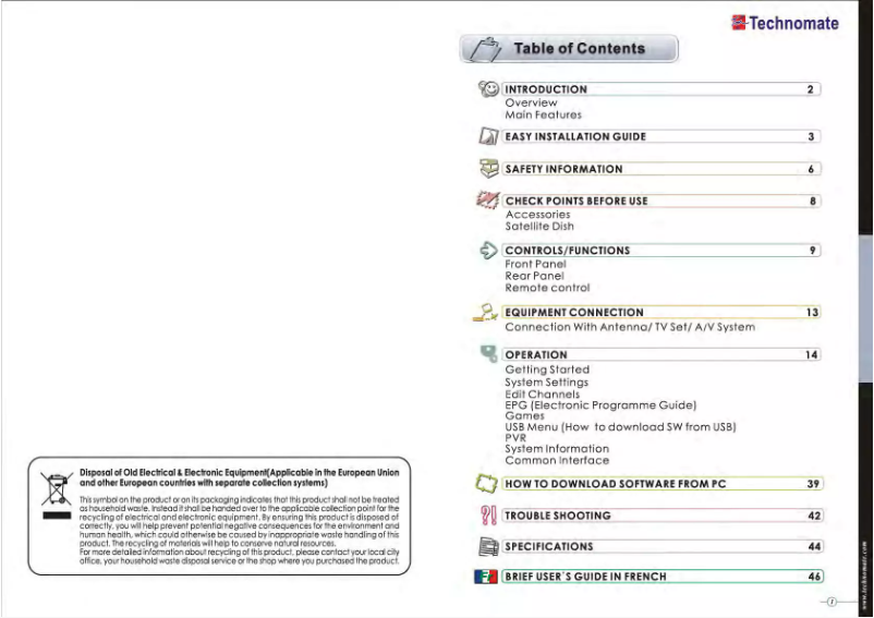 Page n°1 - Manuel utilisateur Technomate TM-5302 HD
